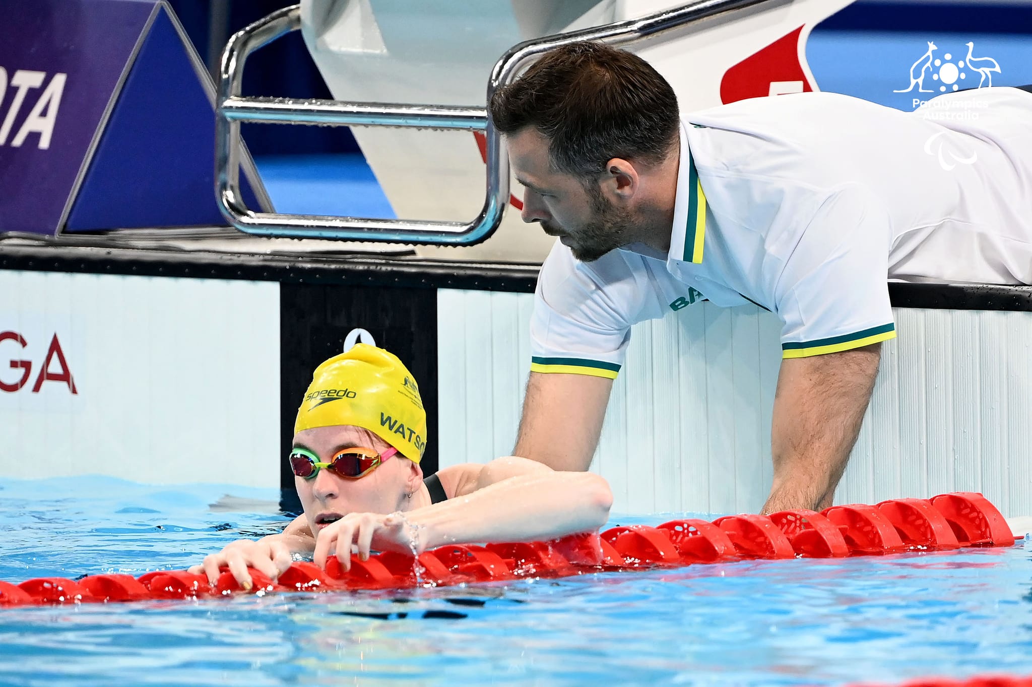 Rachael Watson begins her race in the Women's S4 50m Freestyle